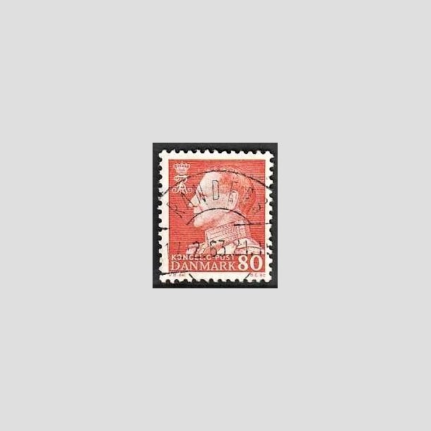 FRIMRKER DANMARK | 1961-62 - AFA 400 - Fr. IX 80 re orangegul - Pragt Stemplet Randers