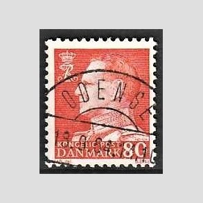 FRIMRKER DANMARK | 1961-62 - AFA 400 - Fr. IX 80 re orangegul - Pragt Stemplet Odense