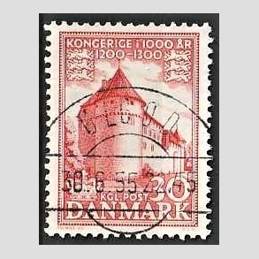 FRIM�RKER DANMARK | 1953-56 - AFA 349 - Kongeriget 1000 �r - 30 �re r�d - Pragt Stemplet �lgod
