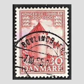 FRIM�RKER DANMARK | 1953-56 - AFA 349 - Kongeriget 1000 �r - 30 �re r�d - Pragt Stemplet B�vlingbjerg