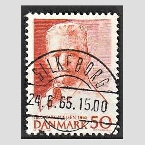 FRIM�RKER DANMARK | 1965 - AFA 435 - Komponist Carl Nielsen - 30 �re oranger�d - Pragt Stemplet Silkeborg