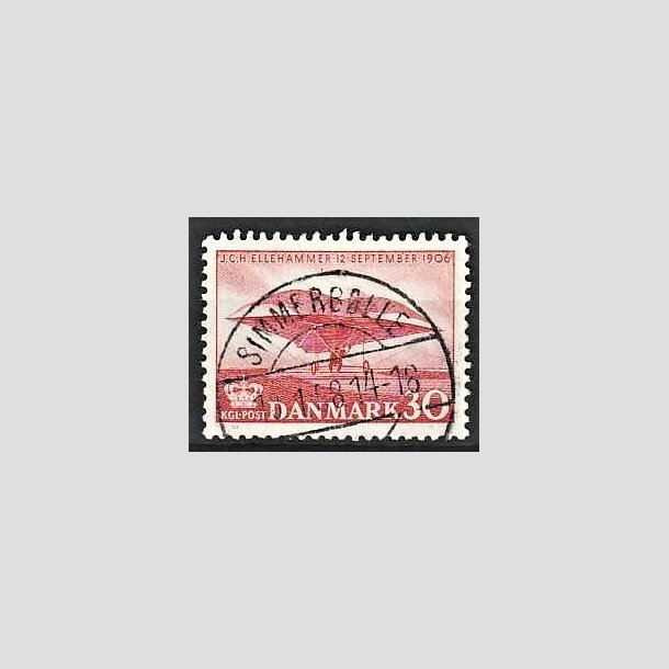 FRIMRKER DANMARK | 1956 - AFA 366 - Ellehammer - 30 re rd - Pragt Stemplet Simmerblle (Sjldent stempel)