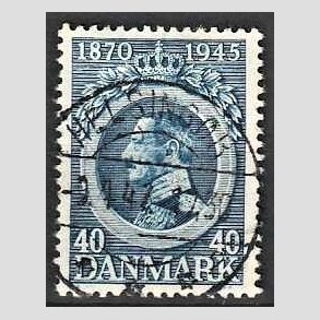 FRIM�RKER DANMARK | 1945 - AFA 292 - Chr. X 75 �r 40 �re bl� - Pragt Stemplet Helsing�r