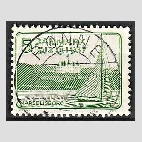 FRIM�RKER DANMARK | 1937 - AFA 239 - Chr. X 25 �re jubil�um 5 �re gr�n - Lux Stemplet R�nne