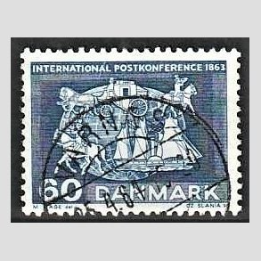 FRIM�RKER DANMARK | 1963 - AFA 417 - Postkonference - 60 �re bl� - Pragt Stemplet Varn�s