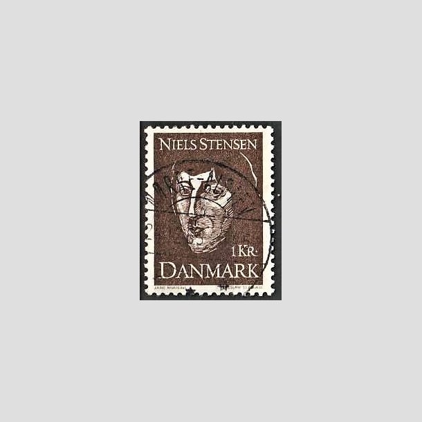 FRIMRKER DANMARK | 1969 - AFA 488 - Niels Stensen - 1 Kr. brun - Lux Stemplet Nrre-Alslev