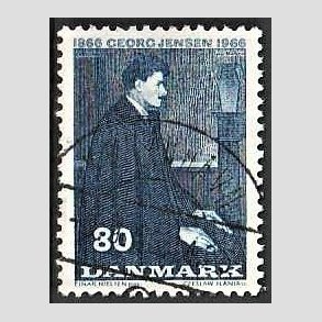 FRIM�RKER DANMARK | 1966 - AFA 447 - Georg Jensen - 80 �re bl� - Lux Stemplet 