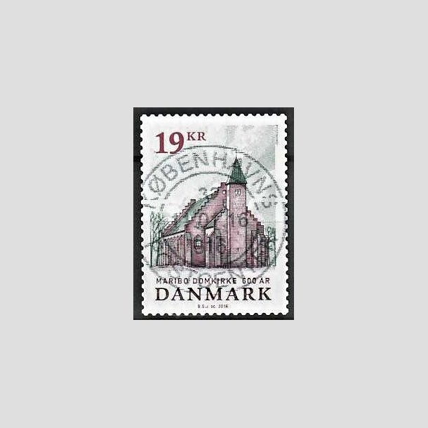 FRIMRKER DANMARK | 2016 - AFA 1844 - Maribo Domkirke 600 r - 19,00 Kr. flerfarvet - Pragt Stemplet