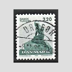 FRIM�RKER DANMARK | 1989 - AFA 932 - Dansk turisme i 100 �r - 3,20 Kr. gr�n - Pragt Stemplet Drag�r