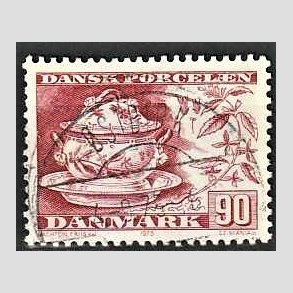 FRIM�RKER DANMARK | 1975 - AFA 589 - Dansk porcel�n - 90 �re r�d - Pragt Stemplet �stbirk