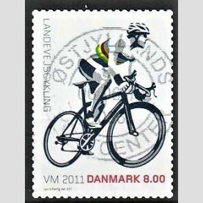 FRIM�RKER DANMARK | 2011 - AFA 1674 - WM i landevejscykling - 8,00 Kr. flerfarvet - Pragt Stemplet