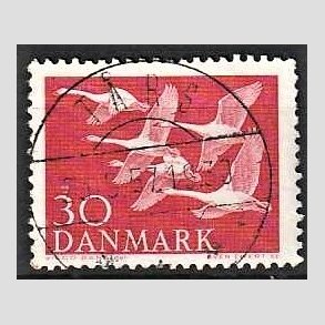 FRIM�RKER DANMARK | 1956 - AFA 367 - Nordens svaner - 30 �re r�d - Pragt Stemplet T�rs