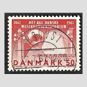FRIM�RKER DANMARK | 1967 - AFA 452 - Dansk Musikkonservatorium 100 �r - 50 �re karmin - Pragt Stemplet Brovst