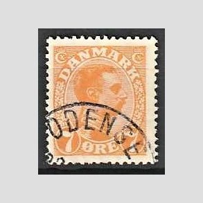 FRIMRKER DANMARK | 1918-20 - AFA 098 - Chr. X 7 re orange - Lux Stemplet Odense
