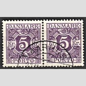 FRIMRKER DANMARK | 1921-25 - AFA 16 - 5 kr. violet i par - Lux Stemplet