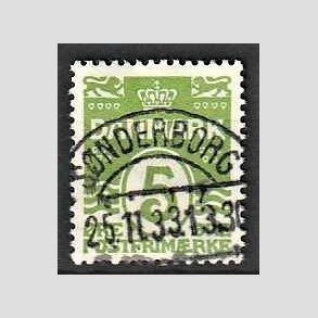 FRIM�RKER DANMARK | 1930 - AFA 183 - B�lgelinie 5 �re lysgr�n - Lux Stemplet S�nderborg