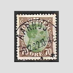 FRIMRKER DANMARK | 1918-20 - AFA 108 - Chr. X 70 re brun/grn - Lux Stemplet Aarhus