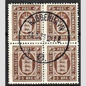 FRIMRKER DANMARK | 1921-23 - AFA 18 - 5 re brun i 4-blok - Lux Stemplet (Sjlden blok)