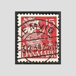 FRIM�RKER DANMARK | 1937-40 - AFA 203a - Karavel 15 �re r�d Type II - Lux Stemplet Lemvig