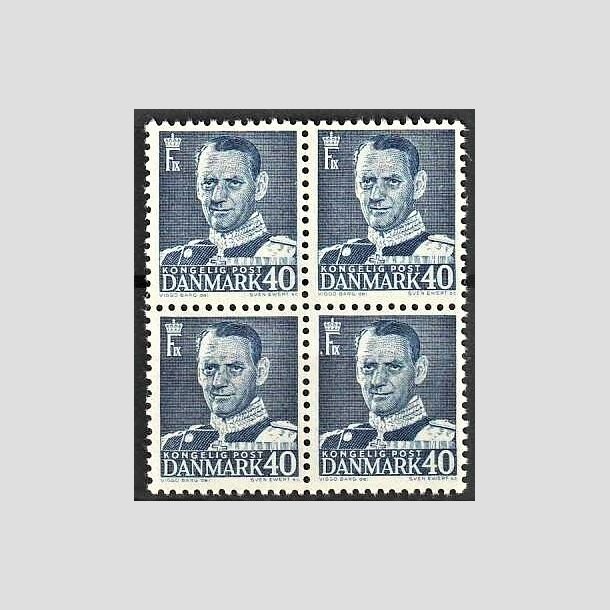 FRIMRKER DANMARK | 1948-50 - AFA 310 - Fr. IX 40 re bl i 4-blok - Postfrisk