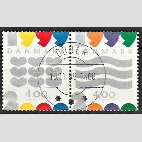 FRIM�RKER DANMARK | 1999 - AFA 1232-33 - Millennium-frim�rker - 4,00 + 4,00 Kr. sammentryk - Pragt Stemplet