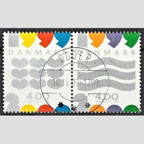 FRIM�RKER DANMARK | 1999 - AFA 1232-33 - Millennium-frim�rker - 4,00 + 4,00 Kr. sammentryk - Pragt Stemplet