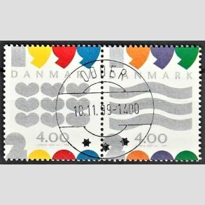 FRIM�RKER DANMARK | 1999 - AFA 1232-33 - Millennium-frim�rker - 4,00 + 4,00 Kr. sammentryk - Pragt Stemplet