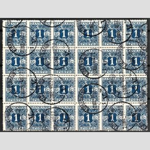 FRIMRKER DANMARK | 1921-25 - AFA 15 - 1 Kr. mrkbl i sjlden 24-blok - Stemplet