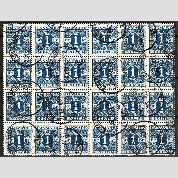 FRIMRKER DANMARK | 1921-25 - AFA 15 - 1 Kr. mrkbl i sjlden 24-blok - Stemplet