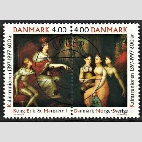 FRIM�RKER DANMARK | 1997 - AFA 1150-51 - Kalmarunionen - 4,00 Kr. parstykke - Lux Stemplet Odder 