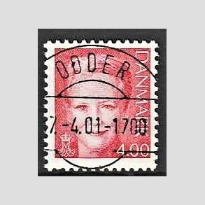 FRIMRKER DANMARK | 2000 - AFA 1242 - Dronning Margrethe - 4,00 Kr. rd - Lux Stemplet Odder
