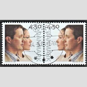 FRIM�RKER DANMARK | 2004 - AFA 1388-89 - Kongeligt bryllup - 4,50 Kr. Kronprinsparret - Pragt Stemplet