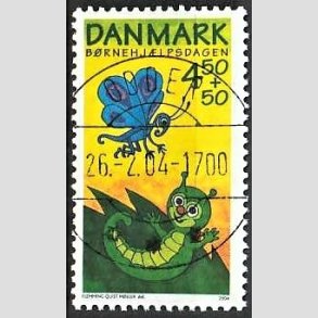 FRIMRKER DANMARK | 2004 - AFA 1383 - Brnehjlpsdagen - 4,50 Kr. + 50 re flerfarvet - Pragt Stemplet Odder (Udsgt kvalitet)