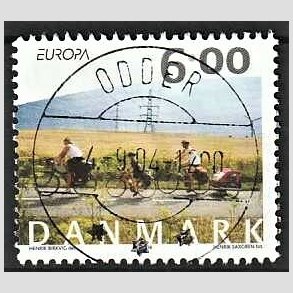 FRIM�RKER DANMARK | 2004 - AFA 1396 - Cykel og sejlerferie - 6,00 Kr. flerfarvet - Pragt Stemplet Odder (Uds�gt kvalitet)