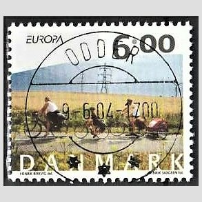 FRIM�RKER DANMARK | 2004 - AFA 1396 - Cykel og sejlerferie - 6,00 Kr. flerfarvet - Pragt Stemplet Odder (Uds�gt kvalitet)