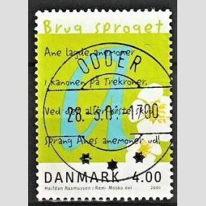 FRIMRKER DANMARK | 2001 - AFA 1281 - Brug sproget - 4,00 Kr. flerfarvet - Pragt Stemplet Odder