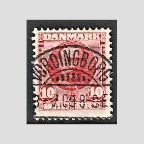 FRIM�RKER DANMARK | 1907 - AFA 55 - Frederik VIII 10 �re r�d - Pragt Stemplet Vordingborg