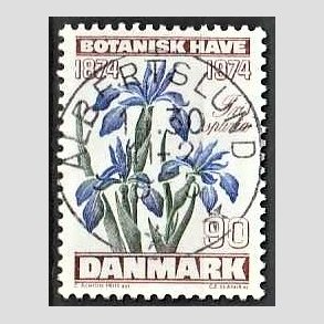FRIM�RKER DANMARK | 1974 - AFA 577 - Botanisk Have 100 �r. - 90 �re brun/bl�/gr�n - Pragt Stemplet Albertslund
