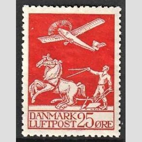 FRIM�RKER DANMARK | 1925 - AFA 146 - Gl. Luftpost 25 �re r�d - Ubrugt