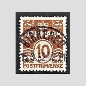 FRIM�RKER DANMARK | 1930 - AFA 185a - B�lgelinie 10 �re r�dbrun - Lux Stemplet Birker�d