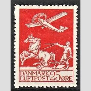FRIM�RKER DANMARK | 1925 - AFA 146 - Gl. Luftpost 25 �re r�d - Ubrugt