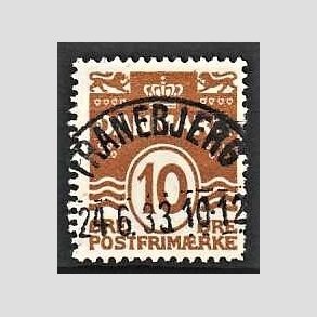 FRIM�RKER DANMARK | 1930 - AFA 185a - B�lgelinie 10 �re r�dbrun - Lux Stemplet Tranbjerg