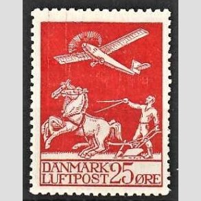 FRIM�RKER DANMARK | 1925 - AFA 146 - Gl. Luftpost 25 �re r�d - Ubrugt