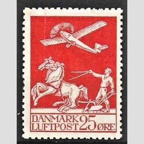 FRIM�RKER DANMARK | 1925 - AFA 146 - Gl. Luftpost 25 �re r�d - Ubrugt