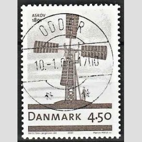 FRIM�RKER DANMARK | 2007 - AFA 1492 - Danske vindm�ller - 4,50 Kr. M�llen i Anskov - Pragt Stemplet Odder 