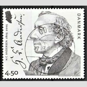 FRIM�RKER DANMARK | 2005 - AFA 1422 - H. C. Andersen - 4,50 Kr. portr�t - Pragt Stemplet Odder
