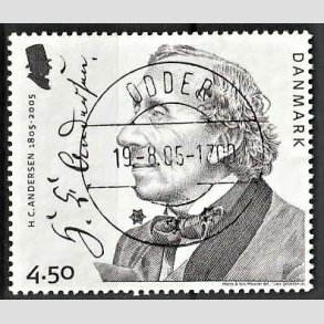 FRIM�RKER DANMARK | 2005 - AFA 1422 - H. C. Andersen - 4,50 Kr. portr�t - Pragt Stemplet Odder (Uds�gt kvalitet)
