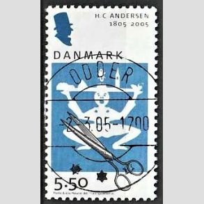 FRIM�RKER DANMARK | 2005 - AFA 1423 - H.C. Andersen - 5,50 Kr. Saks og klip - Pragt Stemplet Odder (Uds�gt kvalitet)
