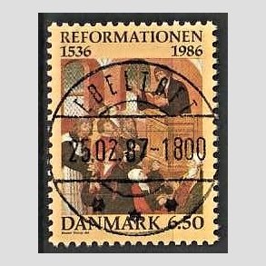 FRIMRKER DANMARK | 1986 - AFA 874 - Reformationen - 6,50 Kr. flerfarvet - Pragt Stemplet Ebeltoft (Udsgt kvalitet)