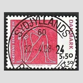 FRIMRKER DANMARK | 2008 - AFA 1529 - Krftens Bekmpelse - 5,50 + 0,50 Kr. flerfarvet - Lux Stemplet 